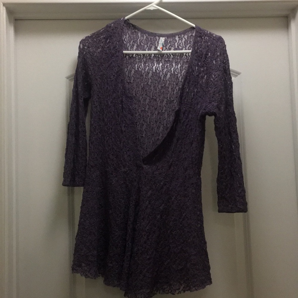 Free People half-button flared lace top